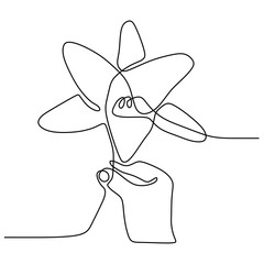 continuous one line drawing lily flower isolated on white background vector illustration