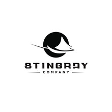 Animal Logo Design Stingray Fish In Simple Modern Bold Black Vector