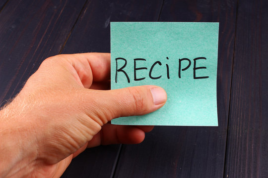 Recipe Word on paper in hand