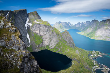 Canvas Print - Aerial view of Reine fishing village in Lofoten Island, Norway