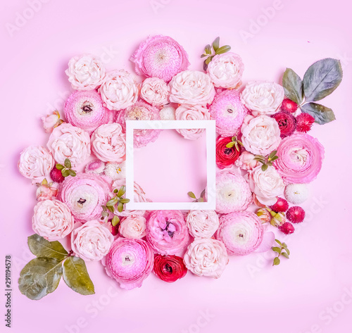 Flowers flat lay composition