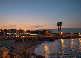 Wall Mural - Sunset on the beach of Barcelona