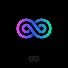 Poster - Infinity logo, consist of gradient strips. Infinity abstract emblem.