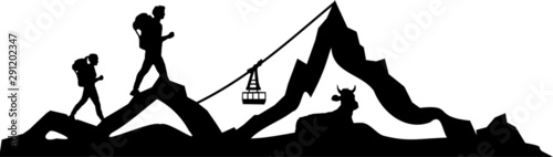 Photographie Hiking Mountain Skyline Landscape Vector