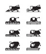 Combine harvester in different perspective - vector illustration