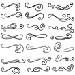 © devitaayu - Swirl ornament stroke. Ornamental curls, swirls divider and filigree ornaments handdrawn doodle style vector
