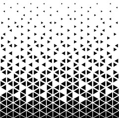 Halftone triangle abstract background. Black and white vector pattern.