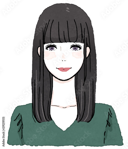 女性 上半身 の水彩風イラスト Stock Illustration Adobe Stock