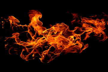 abstract fire flames movement on black background