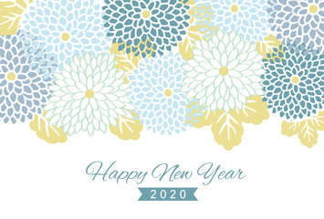 Wall Mural - 2020 New year card design template with geometric flower pattern