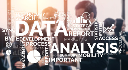 Wall Mural - data analysis for business and finance concept. graphic interface showing future computer technology