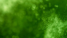 Abstract Green Bokeh Defocus Glitter Blur Background.