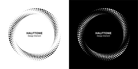 Wall Mural - halftone circle dotted frame circularly distributed set. abstract dots logo emblem design element. r