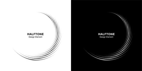 Wall Mural - halftone circle dotted frame circularly distributed set. abstract dots logo emblem design element. r