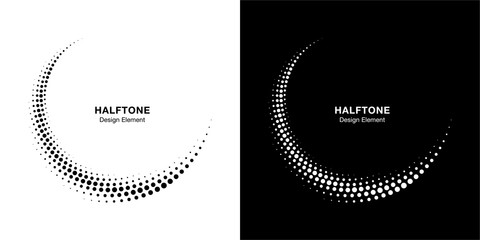 Wall Mural - halftone circle dotted frame circularly distributed set. abstract dots logo emblem design element. r