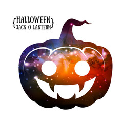 Wall Mural - halloween pumpkin jack o lantern silhouette with space background inside