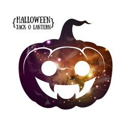 Wall Mural - halloween pumpkin jack o lantern silhouette with space background inside