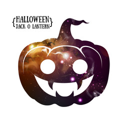 Wall Mural - halloween pumpkin jack o lantern silhouette with space background inside