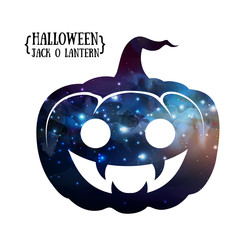 Wall Mural - halloween pumpkin jack o lantern silhouette with space background inside