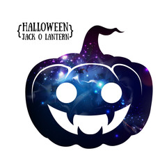 Wall Mural - halloween pumpkin jack o lantern silhouette with space background inside