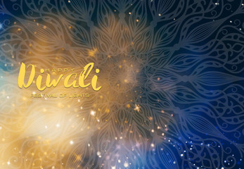 Wall Mural - abstract illustration mandala graphic with watercolor painting, celebration for happy diwali festiva