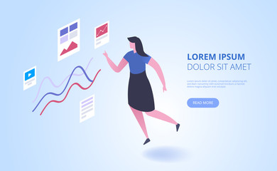 Poster - Content marketing landing page vector template