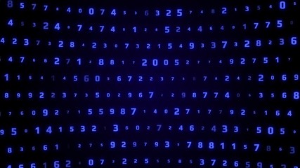 Aufkleber - Digital Number Technology 4K Motion Computing Running Developer Program Code Motion Background. 3D Graphic Binary Encoding Decimal Statistics Algorithm Row Matrix Concept Display.