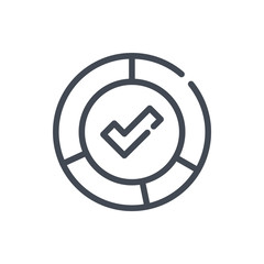 Poster - Stats report with check mark line icon. Approved statistics vector outline sign.