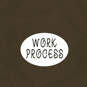Text sign showing Work Process. Business photo showcasing Standard procedures how to handle a particular job rules system Set of Lines in Curvy Flowing Motion in Monochrome Violet Abstract Pattern