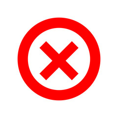 Poster - red cross on white background. isolated vector illustration. circle shape no button. negative symbol