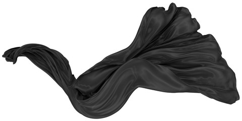 Wall Mural - Abstract background of black wavy silk or satin on white background. 3d rendering image.