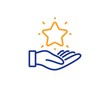 Bonus points. Loyalty program line icon. Discount star symbol. Colorful outline concept. Blue and orange thin line loyalty program icon. Vector