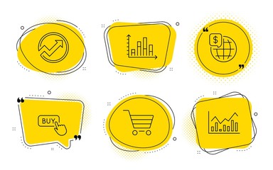 Wall Mural - audit, diagram graph and infochart signs. chat bubbles. world money, market sale and buy button line