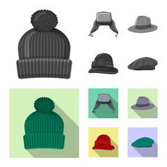 Wall Mural - Vector design of headgear and cap icon. Set of headgear and accessory vector icon for stock.