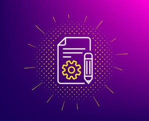 Aufkleber - documentation line icon. halftone pattern. technical instruction sign. gradient background. document