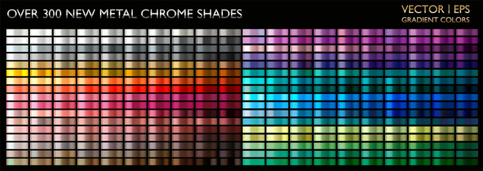 metal gradient color set. chrome texture surface background template for screen, mobile, digital, we