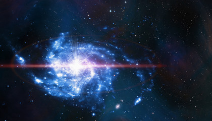 Fototapete - Space cosmic background of supernova galaxy explosion