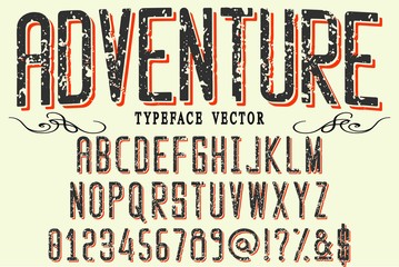 Classic vintage decorative font label design named vintage adventure