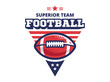 American football camp logo, emblem, designs templates with american football ball on a white background