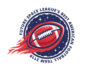 Wall Mural - American football camp logo, emblem, designs templates with american football ball in space on a white background