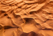 Aerial Top View On Sand Dunes In Desert