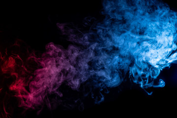 Wall Mural - abstract blue and purple smoke on black background