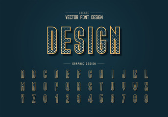 Fototapete - Halftone circle font and alphabet vector, Digital tall typeface letter and number design