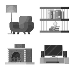 Sticker - Isolated object of room and style symbol. Collection of room and equipment vector icon for stock.