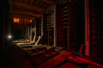 Wall Mural - Night at abandoned brick factory. Old brick kiln