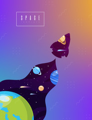 Sticker - Space background with stars and planets