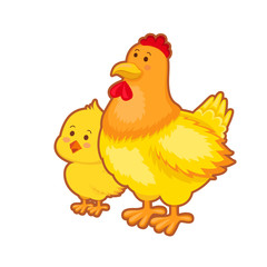 Sticker - Farm hen and chicken