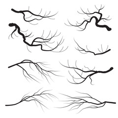 Wall Mural - Tree Branches Silhouette Set