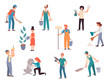 © alisa_rut - Men and women doing housework, the concept of housework.