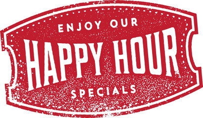 Wall Mural - Vintage Happy Hour Sign